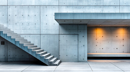 Brutalistische Architektur mit geometrischen Formen, Betonflächen und klaren Linien. Moderne Gebäude, Licht und Schatten, architektonische Details und urbanes Design. Perfekt für Kunst und Editorials.