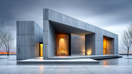 Brutalistische Architektur mit geometrischen Formen, Betonflächen und klaren Linien. Moderne Gebäude, Licht und Schatten, architektonische Details und urbanes Design. Perfekt für Kunst und Editorials.