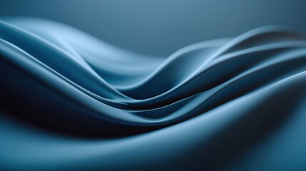 Obraz premium Modern minimalist design featuring an abstract blue background with smooth flowing waves, elegant curves, and soft gradients