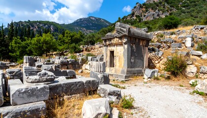 Ancient ruins in a sunny landscape