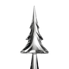 Sleek Silver Christmas Tree Ornament on Green Transparent background