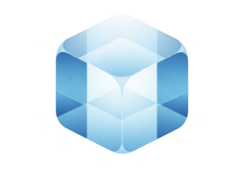 Abstract blue hexagonal prism isolated on transparent background