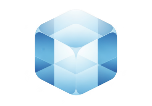 Abstract blue hexagonal prism isolated on transparent background