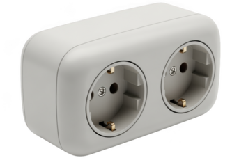 White double european socket adapter isolated on transparent background