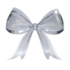Elegant Crystal Glass Bow, 3D Rendered Transparent Ribbon Decoration