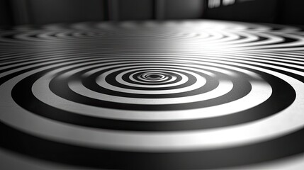 Fototapeta premium Abstract black and white concentric circles pattern, hypnotic illusion.