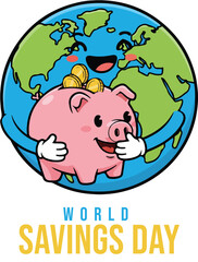 World Savings Day Concept with Piggy Bank and Coins