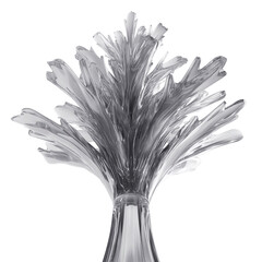 Abstract Metallic Crystal Formation Silver Fractal Tree