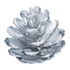 Crystalline Pine Cone Abstract Nature in Silver and Glass