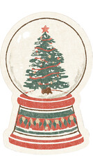 Charming Retro Christmas Snow Globe featuring a festive decorated tree.