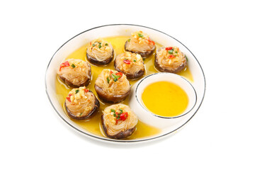 Steamed Mushrooms Stuffed with Vermicelli Noodles and Garlic Asian Signature Dish
