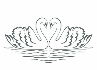 Fototapeta premium Swan Couple Silhouette - Roma...