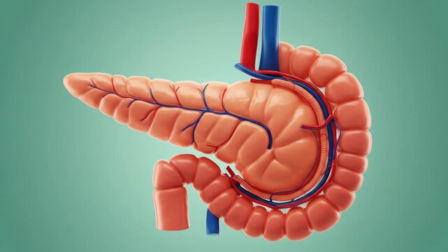 3D Render of Human Pancreas and Intestines