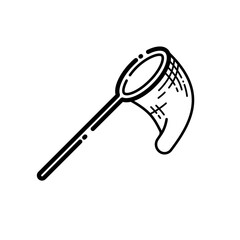 Landing net line icon - vector icon