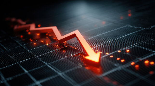 Downward trend line in financial graph symbolizes decline in market performance, evoking sense of caution and concern among investors