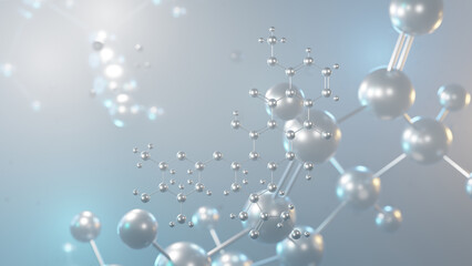 epirubicin molecular structure, 3d model molecule, antineoplastic agents structural chemical formula view from a microscope