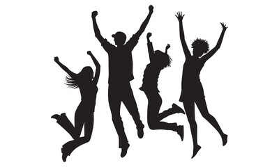 Silhouette of People Celebrating Victory and Success