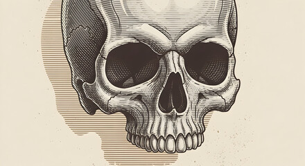 Detailed Skull Illustration in Vintage Style Anatomical Drawing