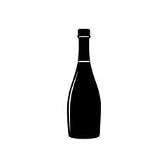 champagne bottle icon black silhouette vector illustration on transparent background