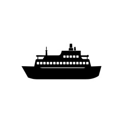Obraz premium ferry icon black silhouette vector illustration on transparent background