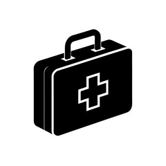first aid kit icon black silhouette vector illustration on transparent background