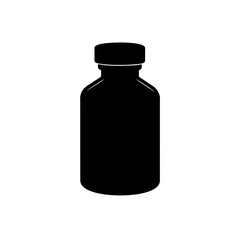 medicine bottle icon black silhouette vector illustration on transparent background