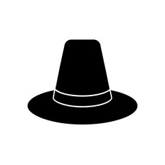 pilgrim hat icon black silhouette vector illustration on transparent background