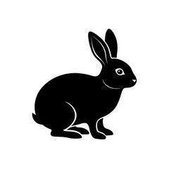 rabbit icon black silhouette vector illustration on transparent background