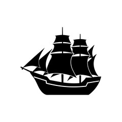 ship icon black silhouette vector illustration on transparent background