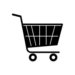 shopping cart icon black silhouette vector illustration on transparent background
