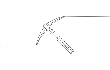 Continuous line drawing art Pickaxe tool mining pickaxe concept, cryptocurrency mining continuous line editable Icon, vector illustration. pickaxe simple icon in one line.