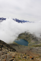 The view of Gaislacher lake in Oetztal valley, Soelden, Austria