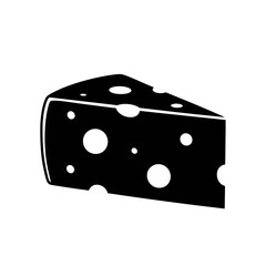 Slice of swiss cheese silhouette isolated on white background