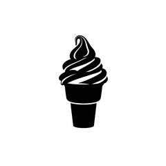 Black silhouette of a soft serve ice cream cone isolated on white background silhouette