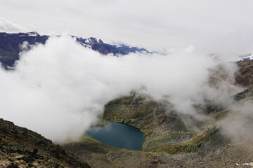 The view of Gaislacher lake in Oetztal valley, Soelden, Austria