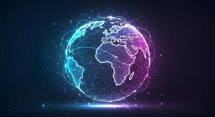 Digital Globe with Connected Network Lines Shining