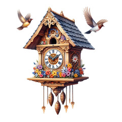 A rustic wooden birdhouse hangs from a tree branch, its roof weathered and inviting for nature's little inhabitants