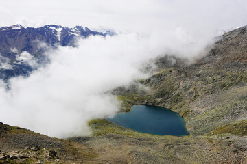 The view of Gaislacher lake in Oetztal valley, Soelden, Austria