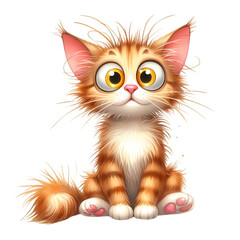 A funny, adorable, and cute cat with big eyes is the perfect pet for a portrait illustration