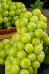 Fresh Green Seedless Grapes with Water Droplets - Healthy Fruit Agriculture