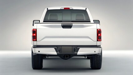 Naklejka premium White pickup truck rear view taillights tailgate