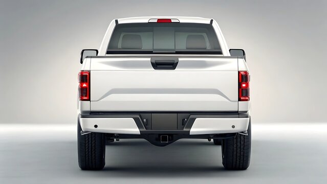 White pickup truck rear view taillights tailgate