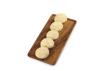 Golden Szechuan Loose Eggs on Wooden Tray - Traditional Chinese Preserved Century Eggs Asian Cuisine Ingredient