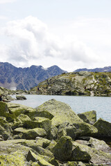 Fototapeta premium The view of Gaislacher lake in Oetztal valley, Soelden, Austria