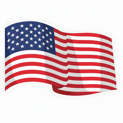 Waving Flag with Stars and Stripes on a White Background