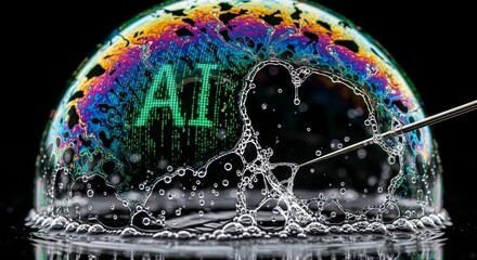AI Bubble Bursting Concept Artificial Intelligence Tech Risk and Crisis