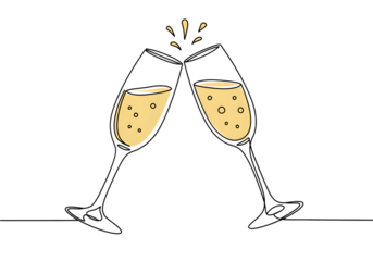 Illustration Of Champagne Toasting Glasses On Black Background