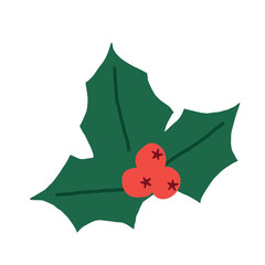 holly berry icon; winter holiday christmas decoration - vector illustration