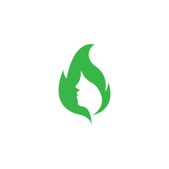 Beautiful Female Faces with Flames. Vector Logo Template. Abstract Symbol Concept for Beauty Salon, Massage, Cosmetic and Spa.