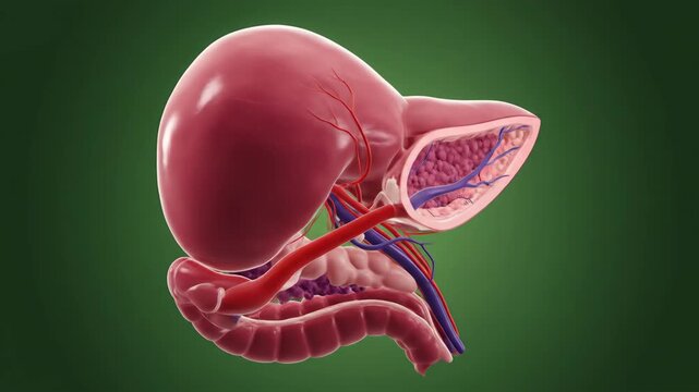 3D Render of Human Liver and Related Organs